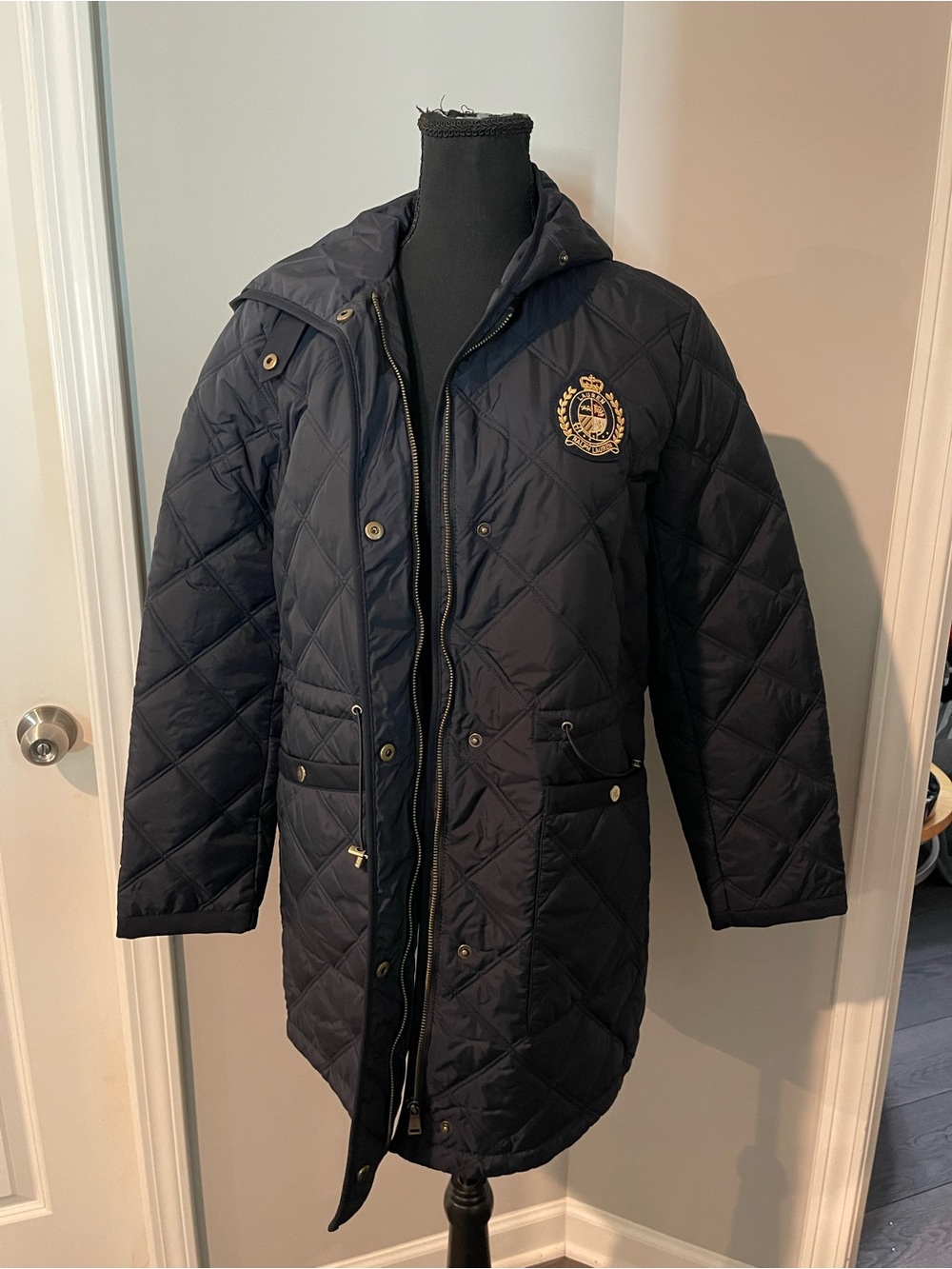 Ralph Lauren Navy Quilted Hooded Crest Parka